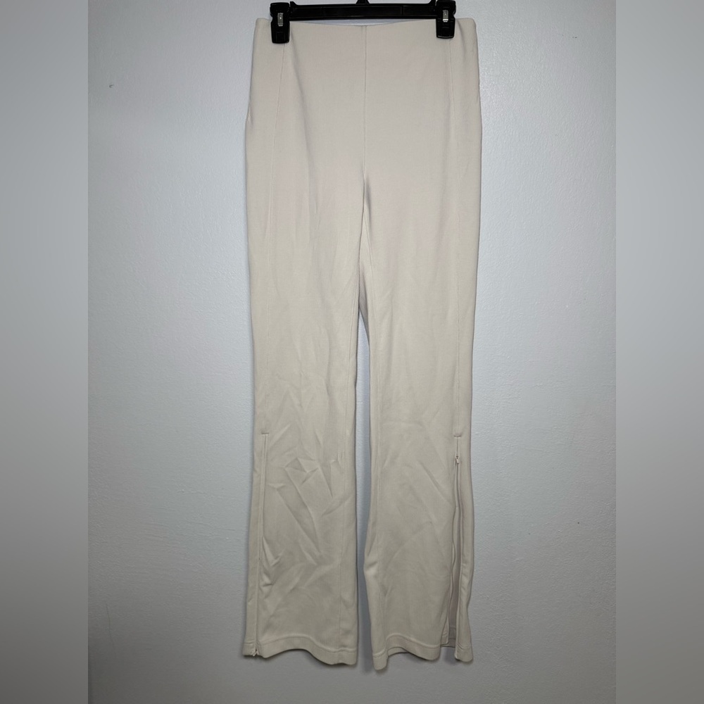 Lululemon Ribbed High Rise Flare Pants Cream White Lounge Athleisure Size 8 tall - Picture 5 of 9